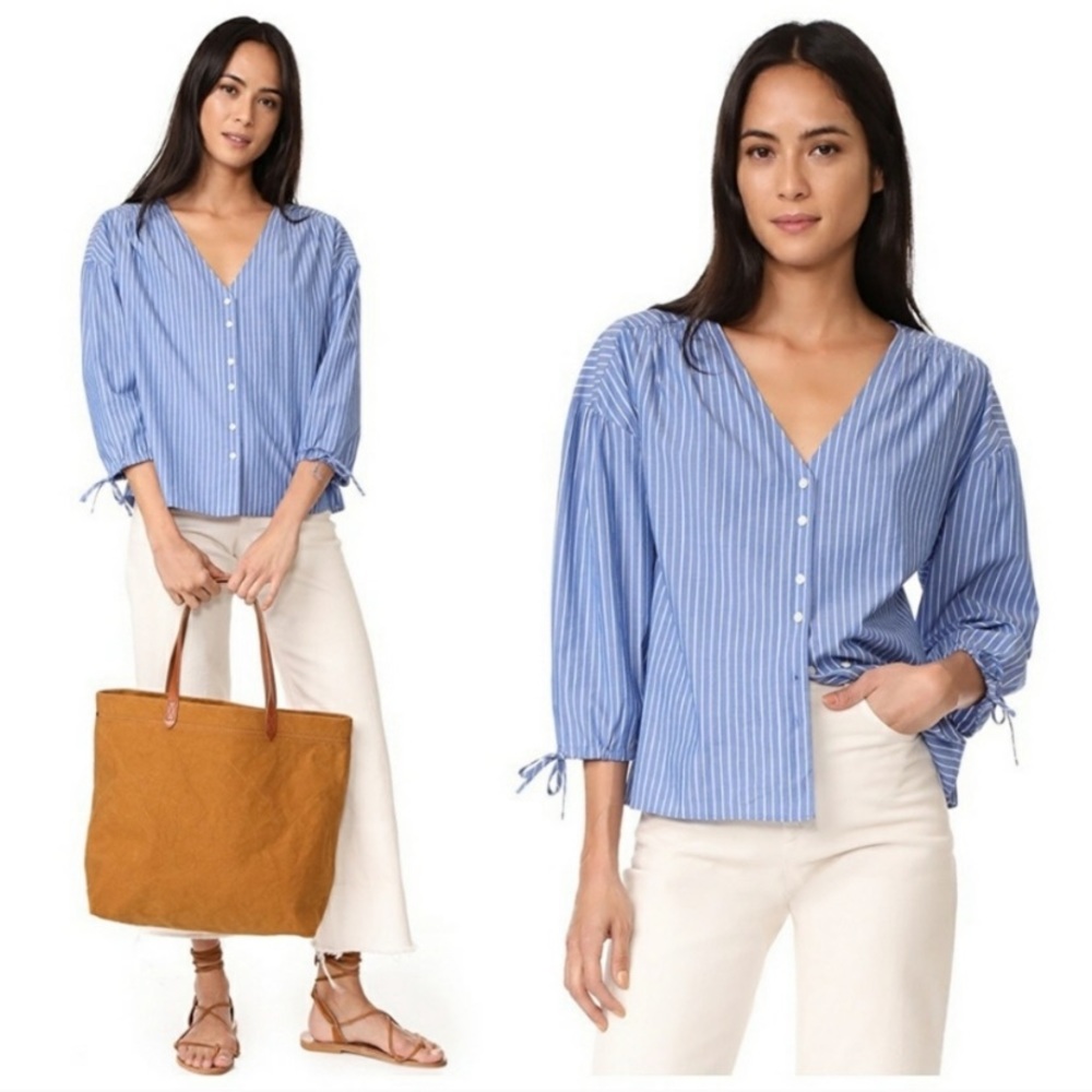 Madewell Morning View blue white stripe Blouse